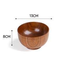 1 tô cơm gỗ kiểu Nhật, tô gỗ tối giản dùng trong gia đình, tô súp/mì dung tích lớn bằng gỗ vân tối giản kiểu Nhật, thích hợp dùng trong gia đình, đựng salad, trên bàn ăn, đựng mì, tráng miệng. - màu nâu - Xem 8