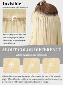 SUYYA Platinum Blonde Injected Hole Weft Human Hair Extensions Straight Twin Tab Butterfly Weft Natural Invisible Brown Hole Weft Extensions - S60 - View 6