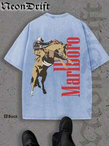 2026 Summer New Unisex T-Shirt,  ,,, Valentine's Day,Independence Day And Easter- Logo Print Crewneck T Shirt With Vintage Cowboy Silhouette Design For MenCasual Wear Unisex Style Camiseta Para Hombre Graphic Tees Jesus Shirts - 塵土藍2 - 查看 4