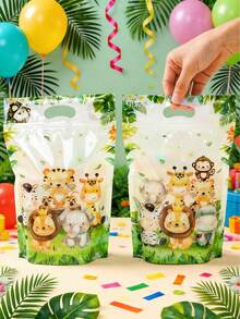25 Sacolas de Presente com Estampa de Animais da Selva, Ideais para Lembrancinhas de Aniversário, Artigos para Festa com Tema de Animais da Selva, Decoração com Animais da Selva, Sacolas para Doces em Festas com Tema Selvagem, Sacolas para Lembrancinhas de Chá de Bebê, Sacolas Decorativas para Chá Revelação de Gênero, Sacolas para Chá de Panela, Sacolas para Doces em Casamentos, Sacolas de Compras, Sacolas para Assar Biscoitos, Sacolas para Armazenar Nozes e Cereais, Decoração de Mesa de Jantar, Decoração de Quarto, Presentes de Aniversário e Lembrancinhas de Festa. - animais da selva - Ver 7