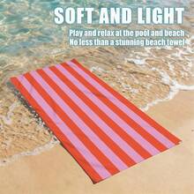 1pc Classic Striped Ultra-Soft Microfiber Beach Towel - Super Absorbent, Quick Dry, Large Bath Towel For Summer Beach, Pool And Home Use, Rectangular Beach Blanket - Style13 - View 7