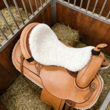 Almohadilla de silla de montar, cojín de silla de montar amortiguador de golpes, almohadilla de silla de montar de felpa blanca, para equitación estable, suministros duraderos para caballos - Ver 1