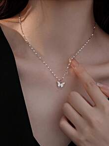 1 chiếc dây chuyền mặt hình bướm dễ thương bằng bạc Sterling S925, kiểu dáng tối giản tinh tế theo phong cách Mori, món quà tuyệt vời. - Loại bướm - Xem 5