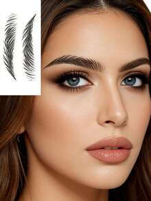 10对6D仿真眉毛纹身贴纸，轻松打造专业眉形 - 防水耐用 - 黑色 - 查看 8