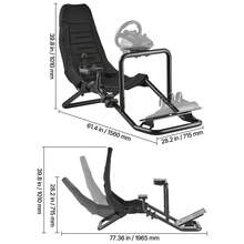 Lenkständer, Racing Wheel Stand für integrierte Simulator-Cockpits, für Logitech G25, G27, G29, G920, G923, Thrustmaster T300RS, TX F458, T500RS, T3PA-PRO (F1/GT) und CSR-Pedale, Schwarz - für  G25, G27, G29, G920, G923, integriert - Übersicht 10