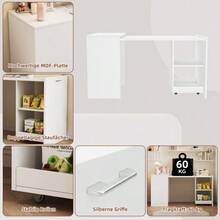 126x55x72.5cm Multifunctional Folding Table That Combines A Desk And Cabinet In One Design, With Two Storage Compartments For Efficient Organization, High Load Capacity, White. - 白色 - 查看 7