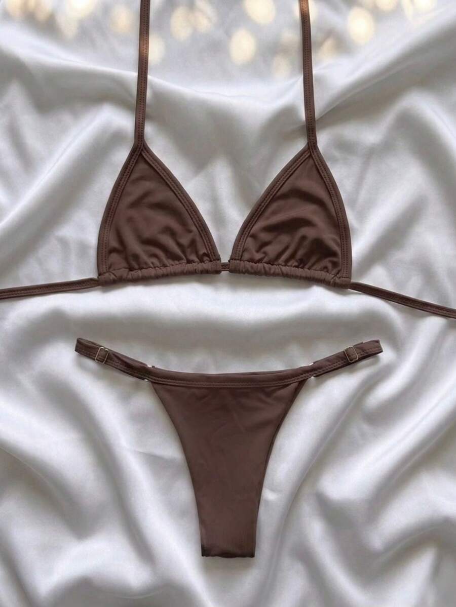 Athens Women's Suplex Curtain Bikini With Regulator - Coffee Brown - View 1