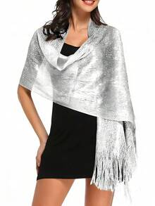 1pc Shiny Metal Shawl, Round Buckle Tassel Scarf, Suitable For Evening Gala, Party, Wedding And Other Occasions - 01-gold - View 2