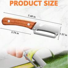 2PCS Multi-Functional Vegetable Peeler, Stainless Steel Kitchen Peeler With Wooden Handle And Bottle Opener, Fruit And Veggie Tool For Pumpkin, Carrot – Good Gift For Mom - 棕色 - 查看 10
