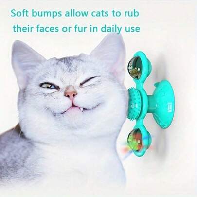 1 pièce Jouet pour chat en forme d'éolienne, jouets interactifs pour animaux de compagnie pour chats, jeu de puzzle pour chat avec plateau tournant, accessoires pour animaux de compagnie pour brosser les dents des chatons