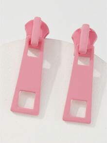 1 Pair Fashion Creative Zipper Lock Design Earrings, Minimalist Versatile Multi-Color Earrings - Multicolor - View 15