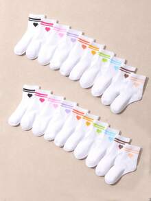 10 Pairs Children's Solid Color Casual Mid-Calf Socks - Multicolor - View 2