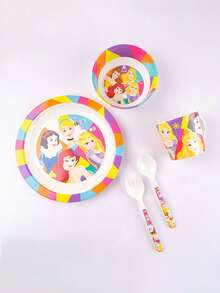 Disney 1件套迪士尼公主系列密胺餐具，包括盘子、碗、杯子、勺子和叉子，适合晚餐和派对，经久耐用，防摔。 - 彩色 - 查看 3