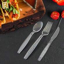 400 Pcs Plastic Silverware Heavy Duty - Clear Forks Spoons And Knives Set -  Heat Resistance Plastic Cutlery Disposable Silverware For Party - Clear - View 2