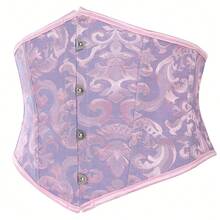 1pc Women's Adjustable Waist Trainer, Bust Enhancing Jacquard Corset, Suitable For Halloween, Party Outfits - Blue - View 3