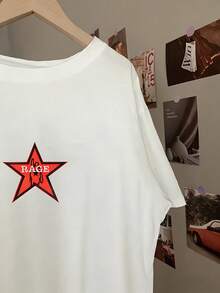 2 片个性星星刺绣布贴，1 套，红黑“RAGE”/黄黑“You Did It”两种款式可选，适用于夹克、卡车帽、包袋等，耐用布料徽章，朋克风格，DIY 服装装饰，幽默励志的星星刺绣布贴 - 五角星 - 查看 4