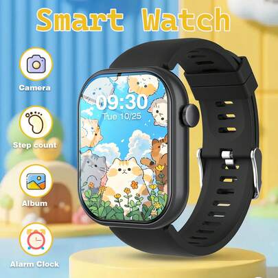 2026 New Children's Smart Watch, Multiple Sports Modes, Step Counting And Tracking Sports Data, With Wireless Calling Function, Can Answer/Call Calls, SMS Reminders, Music Playback And Custom Wallpapers, Silicone Strap, Suitable For Children's Watches Worn In Class Or On The Playground