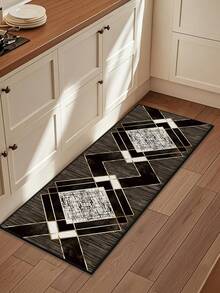 Thảm trải sàn nhà bếp, thảm trang trí hành lang lối vào nhà theo phong cách tối giản thanh lịch, chất liệu giả vải lanh, họa tiết vân gỗ, dễ giặt và dễ bảo quản, phù hợp cho nhà bếp, lối vào, quầy bar, phòng giặt, hành lang. - màu nâu - Xem 6