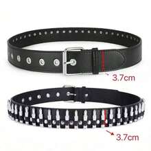 1pc Fashion Rivet Versatile Punk Style New Women's Belt, Casual Pants Belt, Suitable For Plus Size 110~130cm, Suitable For Holidays, Parties, Halloween - 黑色 - 查看 9