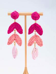 Leaf Tassel Vacation Style Earrings, Showcase Feminine Charm, Niche Versatile Earrings - Multicolor - View 8