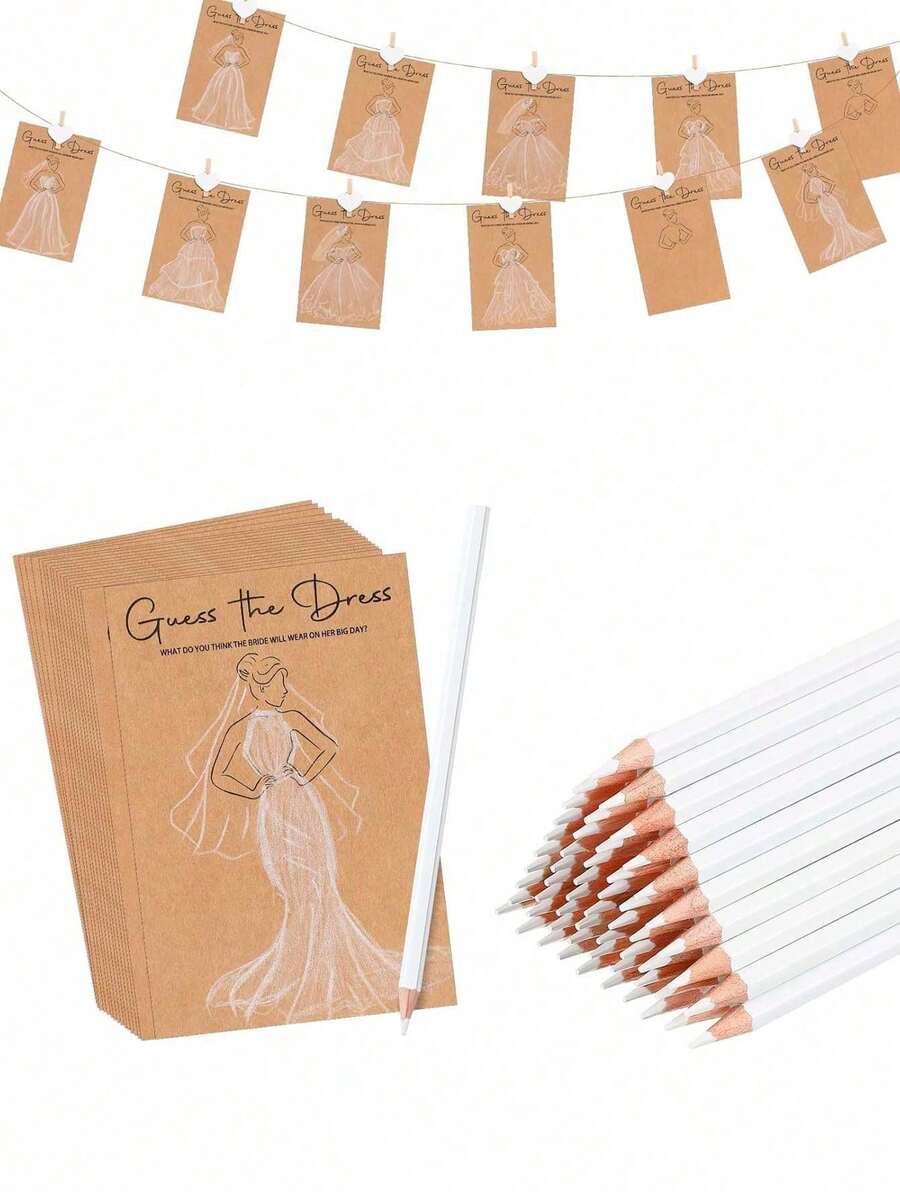 20件新娘禮服猜謎遊戲婚禮派對用品 - DIY新娘派對遊戲供賓客使用,「新娘禮服」婚禮派對遊戲,互動猜謎與婚禮裝飾,伴娘邀請禮物,婚禮賓客娛樂,有趣的婚禮裝飾,派對小禮物 - 婚禮卡片 - 查看 1