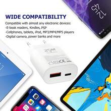 2个装 25W PD USB A+USB C 双口超快充电器，PD25W&QC18W 峰值功率充电器，双接口充电适配器，白色，适用于 Galaxy S24+、S23+、Z Fold5、Flip5、Fold6、Flip6，以及 16/16 Pro/16 Pro Max - 查看 6