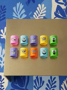 MINKOJA 4/6/12/18/24/36/48pcs Funny Expression Mini Rainbow Rubber Bands (Random Colors And Styles) - Multicolor - View 3