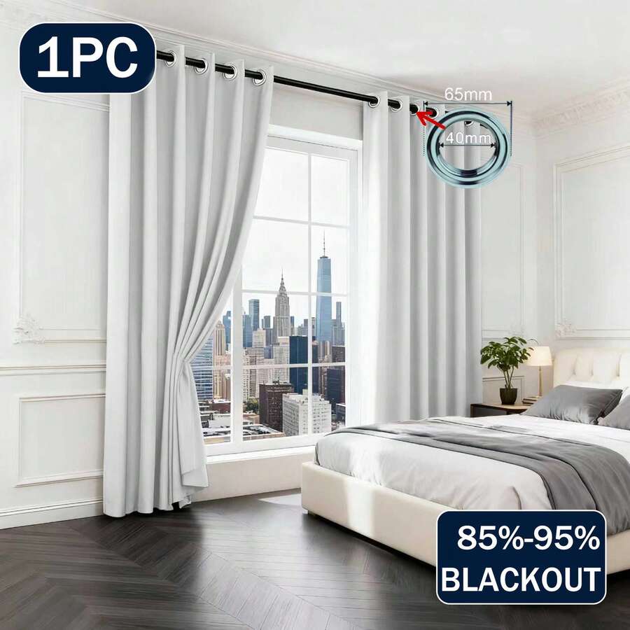 Bộ 1/2 rèm cửa polyester màu trơn, cản sáng, cách nhiệt, thích hợp cho nhà bếp, phòng ăn, phòng khách, phòng ngủ, phòng học, màu đen hoặc xám đậm. - trắng - Xem 1