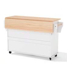 120*45cm, Mobile Kitchen Island, Kitchen Trolley, Extendable Worktop Up To 70cm, Concealed Cutlery Drawer, Adjustable Shelves, Spice Rack And Towel Rail, Suitable For Kitchen, Dining Room Or Living Room - White - View 11