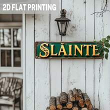 1pc Vintage 2D Flat Sláinte Irish Metal Wall Decor - Rustic Celtic Knot Design, Size 9.98X39.98cm, Green And Gold Metal Art, Suitable For Bars, Irish Homes And St. Patrick's Day, No Electricity Required - Multicolor - View 4