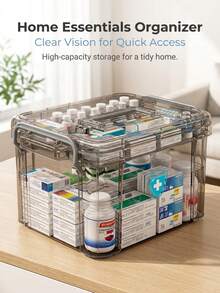1pc Large Waterproof Double-Layer Medicine Storage Box - Transparent Multi-Compartment Home & Bedroom First Aid Kit Organizer, Easter Gift - Multicolor - View 14