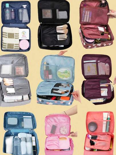1pc Multi-Functional Cosmetic Bag, Large Capacity Makeup Organizer, Bathroom Toiletry Bag, Makeup Brush Holder, Perfume Storage Box, Waterproof Organizer Pouch, Suitable For Toiletries, Colored Pencils, Eyeshadow Brushes, Sanitary Napkins, Lipstick, Makeup Brushes, Eyeliner, Lip Gloss, Skincare, Digital Products, Valentine's Day Gift, Suitable For Mother, Friend, Teacher