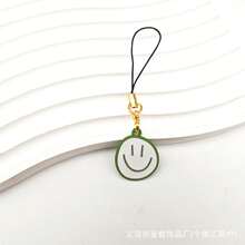 "Colorful Alloy Enamel  Face Keychain Charm, Irregular Shape Keyring, Fun Expression Mini Pendant For Bags, Backpacks, Car Keys,  Decorative Accessory, Cute  Bag Charm, Perfect Gift For Teens, Girls, Women, Everyday Use" - 綠底白色(掛繩) - 查看 12
