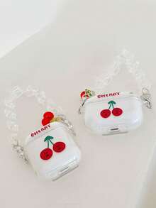 1 pieza Funda transparente de TPU para auriculares con colgante en forma de cereza roja, compatible con auriculares Bluetooth Apple 1/2, funda protectora anti-caída compatible con Pro 2/3 de TPU - Multicolor - Ver 5