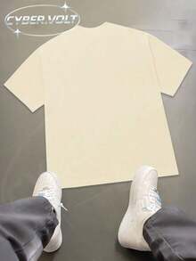 Dutch Manfinity Y2K Style Print (180G Pure Cotton T-Shirt) Cotton T-Shirt - Soft And Breathable, Green Print 100% Pure Cotton Fabric - Comfortable And Vibrant Summer Streetwear Short-Sleeved T-Shirt, Cool Motorcycle Design, Vintage Summer Everyday Wear T-Shirt 4Th Of July Graphic Tees - Màu Khaki - Xem 3