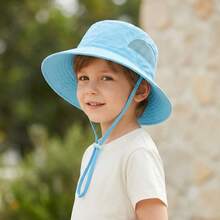 男童透气宽檐遮阳帽，侧边网眼设计，可调节帽带 - 1PC - 查看 30
