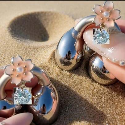 Shiny Diamond Cherry Blossom Bluetooth Headphone Accessories Decoration - 1PCS