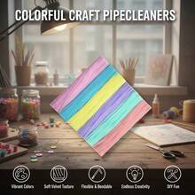300/600/620 Pcs Pipe Cleaners, Colorful Fuzzy Chenille Stems, 6 Colors Pipe Cleaners Bulk, Pipe Cleaners Craft, Chenille Stems For DIY Flower Making Kit, DIY Craft Supplies For Projects - Multicolor - View 11