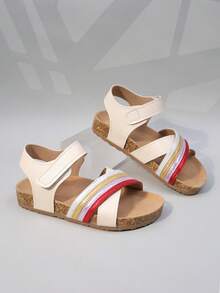 6-15 Jahre Jungen & Mädchen Sandalen, einfarbig Klettverschluss, weiche Sohle leicht, lässig rutschfest, offene Zehen, flacher Absatz, minimalistischer Stil, geeignet für Sommer Alltag/Strand/Spiel (Größe fällt groß aus, Empfehlung eine Nummer kleiner wählen) - Verschiedenfarbig - Übersicht 4