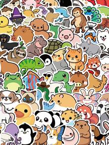 100 piezas Pegatinas de animales de dibujos animados lindos y mixtos, graffiti, para DIY en teléfono, guitarra, portátil, cuaderno, maleta, taza, pegatinas divertidas, Kindle, suministros de scrapbooking, pegatinas para portátil papelería manualidades libro de sticker estikers - 1 Set - Ver 12