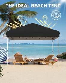 Carpa Toldo 10x10 Plegable Exterior | Ajuste Altura 3 Niveles | Incluye Bolsas Arena y Transporte - negro - Ver 3