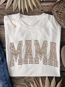 Manfinity HombreINAWLY Leopard Print Mom Shirt, Mother's Day Gift, Mom Shirt, Vintage Mom Shirt, Gift For Mom, Mom Shirt, Leopard Print Mom T-Shirt, L - 白色 - 查看 8