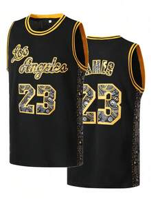 Atonmore 23# Black Embroidered Sleeveless Basketball Jersey, Casual Sports Shirt For Men - Black - View 1