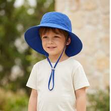 男童透气宽檐遮阳帽，侧边网眼设计，可调节帽带 - 1PC - 查看 16