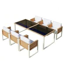 Polyrattan Dining Table And Chair Set, Garden Furniture, 6-Person Garden Dining Set With Armchairs, Removable And Washable Fabric Covers - 白色 - 查看 12