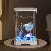 1pc Creative Non-Slip Betta Fish Tank, Small Decorative Plastic Aquarium, Minimalist Goldfish Bowl, Thickened Desktop Decor Fish Tank, Small Animal Breeding Container - Multicolor - View 6