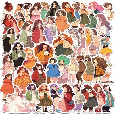 50-Pack Cartoon Girl Stickers, Vinyl Decal For Laptop, Water Bottle, Luggage, Helmet – Durable Graffiti Stickers For Motorcycle, Guitar – Ideal For Christmas Gifts & Rewards Scrapbook Supplies Scrapbooking