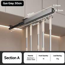 FOOKE 1pc Pull-Out Wardrobe Rod, Valet Rod For Wardrobe, Rail Slide Out Adjustable Heavy Duty Clothes Storage Hanger Rack, Pull-Out Telescopic Pants Rack, Shallow Cabinet For Organizing Pants And Clothes,Bedroom Decor Storage Organization And Storage - Multicolor - View 17