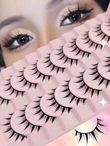 10 Cặp lông mi giả lông chồn cao cấp, mềm mại - Dễ sử dụng cho người mới bắt đầu, nhẹ nhàng, tạo hiệu ứng dày mi 3D và làm to mắt, thích hợp cho công sở, hẹn hò và các dịp đặc biệt. Sử dụng hàng ngày, Giáng sinh, hẹn hò & tiệc tùng. - màu đen - Xem 1