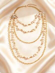 1 pieza Collar de perlas elegante y de moda de varias capas - Perla multicapa - Ver 7